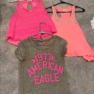 Two tank tops and American Eagle T-shirt